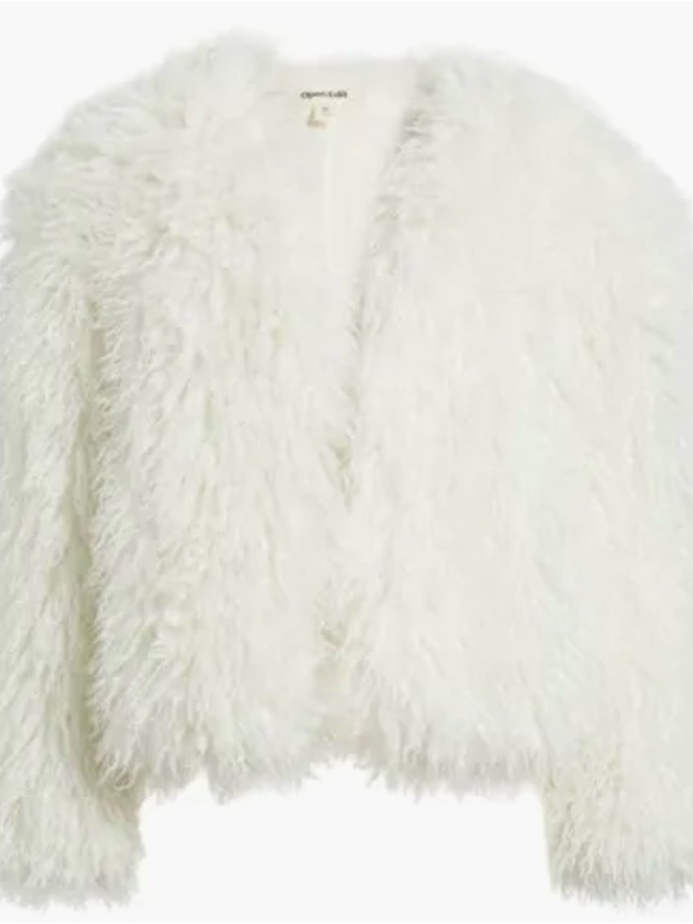 OPEN EDIT Women’s Shaggy Faux Fur Open-Front Jacket Ivory Size L - Picture 5 of 9